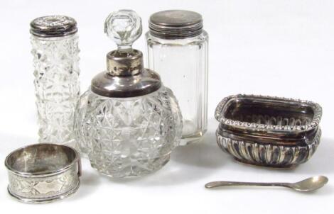 Various cut glass bottles