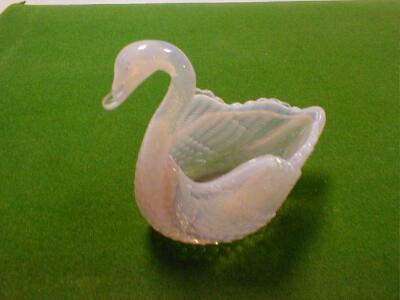 A Birtles & Tate opalescent pressed glass swan