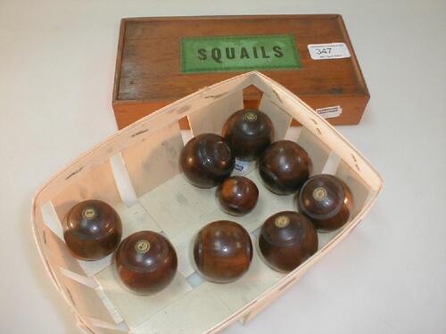Boxed set of Squails and carpet bowls