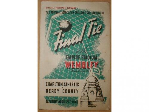 FA Cup Final 1946. Charlton Athletic v Derby County. Official programme