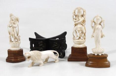 Various early 20thC Indian ivory figure groups