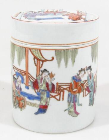 A 19thC Cantonese porcelain jar and cover