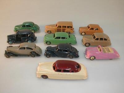 Ten Dinky model cars.