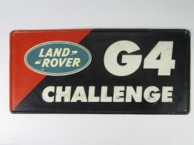 A Land Rover G4 Challenge pressed aluminium sign