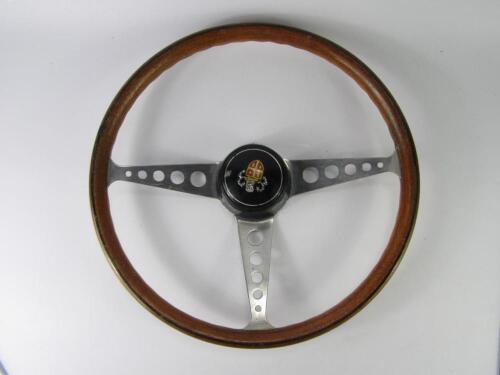 A classic wood and aluminium steering wheel