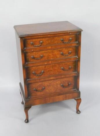 A burr walnut chest of four drawers