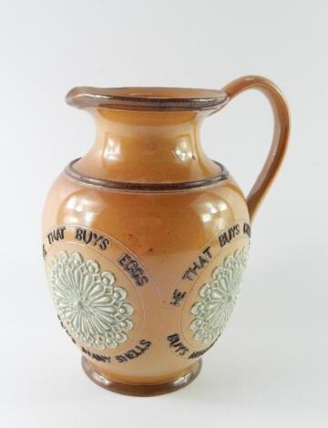 A Doulton Lambert stoneware motto ale jug