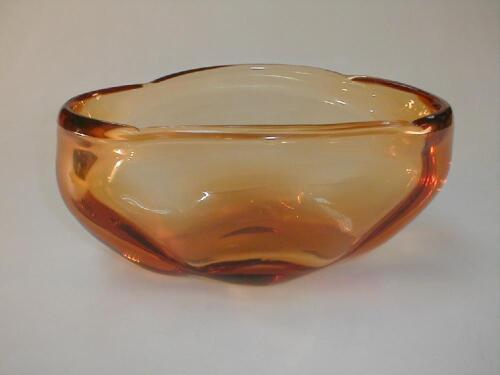 A Whitefriars heavy oval amber glass bowl