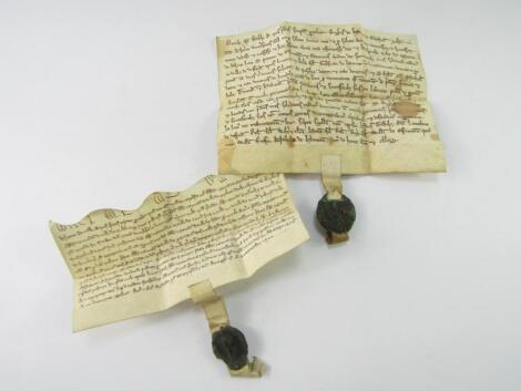 Two Medieval manuscripts on vellum with seals