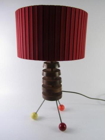 An Atomic style mid 20thC table lamp