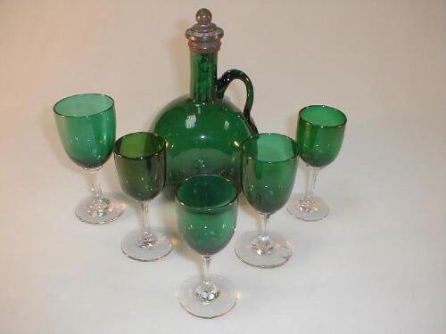 Five green glass wines