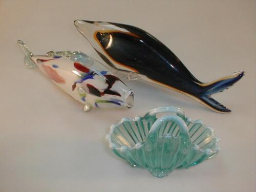 A spatter glass fish and another