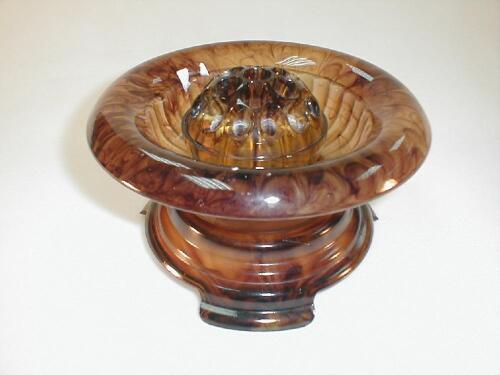 A three piece brown cloud glass flower bowl