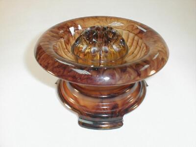 A three piece brown cloud glass flower bowl