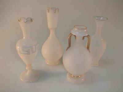 Four Victorian translucent glass vases