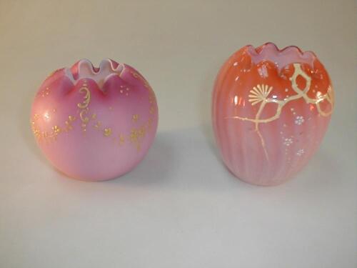 Two peach blush bowls