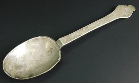 A late 17thC pewter trefid spoon by William Lewis