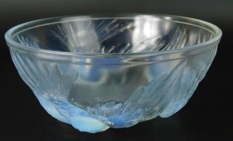 A Joblings opulescent glass bowl in the Lalique style