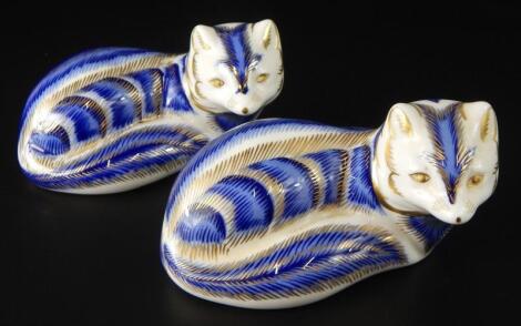 Two Royal Crown Derby porcelain paperweights