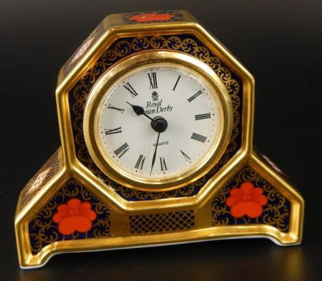A Royal Crown Derby porcelain mantel timepiece