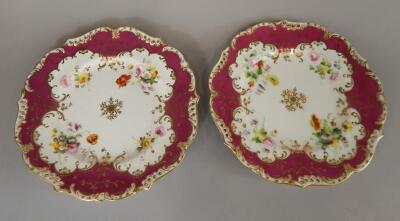 A pair of 19thC Coalport style cabinet plates