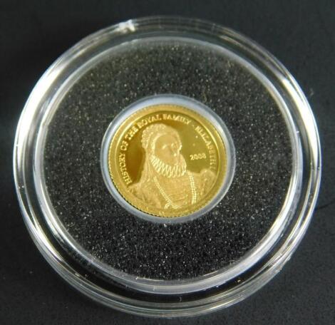 A History of the Royal Family Elizabeth II gold one dollar miniature coin