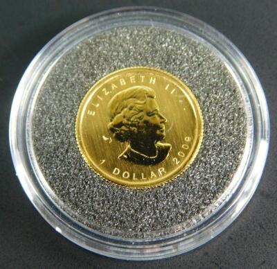 A Canadian one dollar miniature gold coin