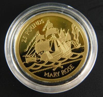 The Mary Rose Guernsey proof 22ct gold £25 pound coin - 2