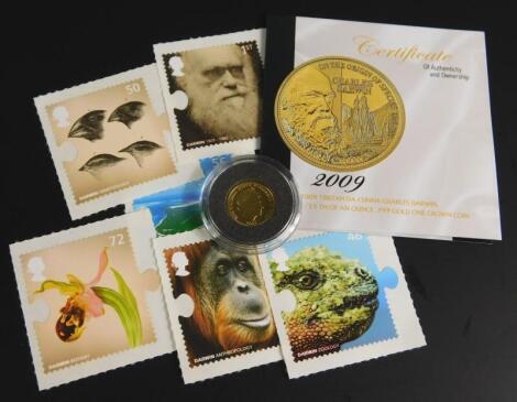 On the Origin of Species Charles Darwin gold coin