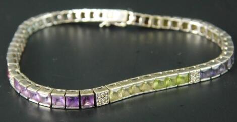 A multi coloured tennis bracelet