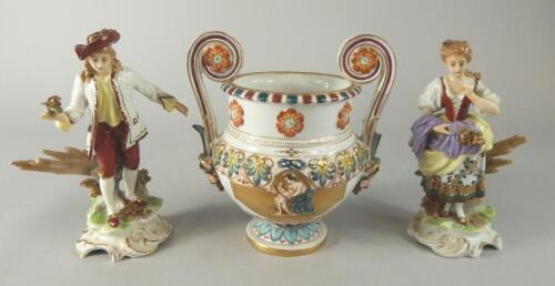 A Capodimonte porcelain two handled vase