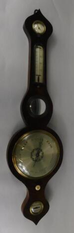 A mid 19thC banjo barometer in a rosewood case