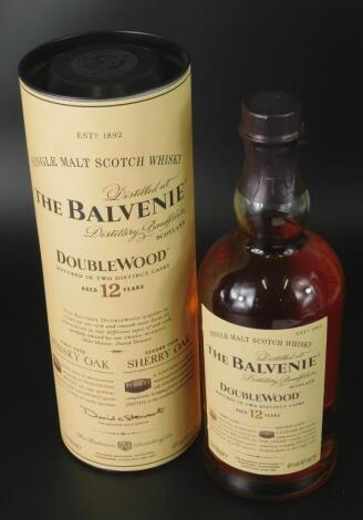 A bottle of the Balvenie double wood whisky