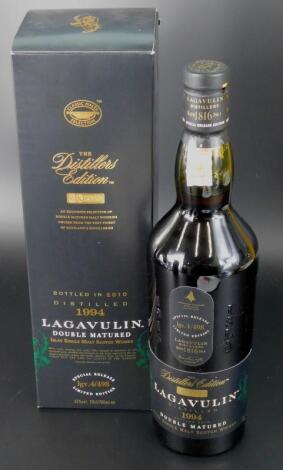 A distiller's edition bottle of Lagavulin whisky