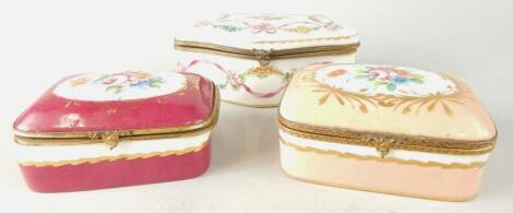 Three Limoges porcelain boxes