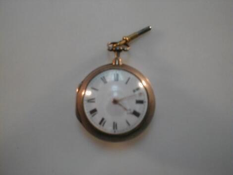 A George III silver pair cased pocket watch with a fusee movement