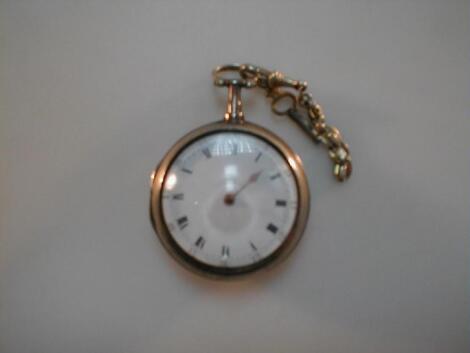 A George III silver pair cased pocket watch