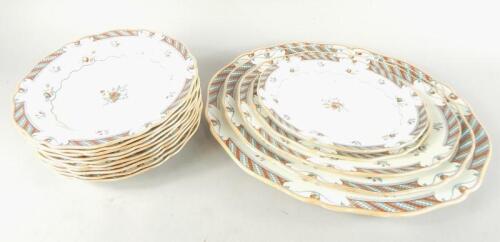 A Royal Doulton Lowestoft pattern part dinner service