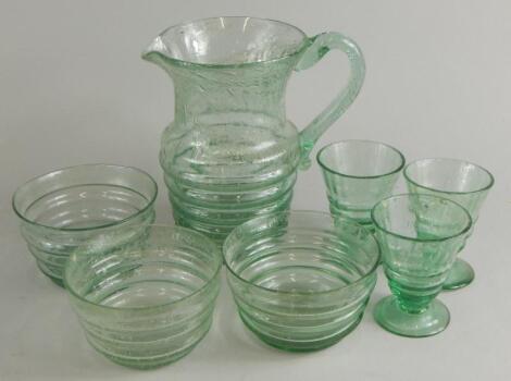 An early to mid 20thC crackle glass lemonade set