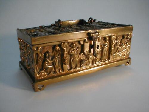 A brass oblong casket