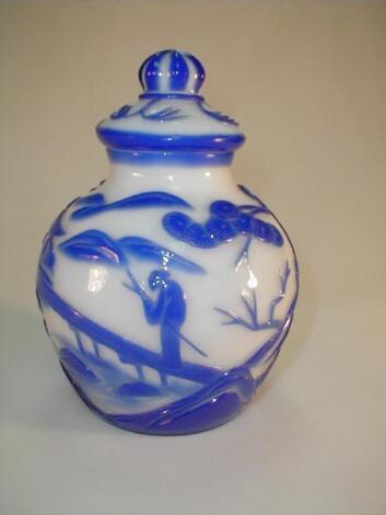 A cameo glass baluster vase and cover