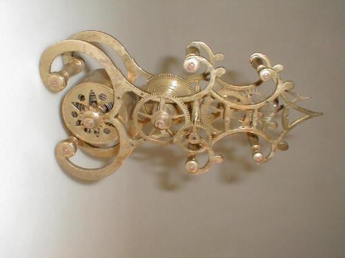 A 19th/20thC brass skeleton clock movement