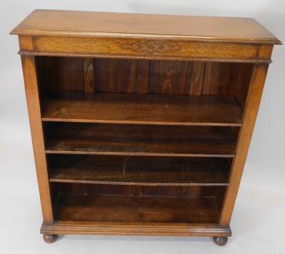 An oak open bookcase