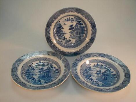 Three Don Pottery pearlware soup plates