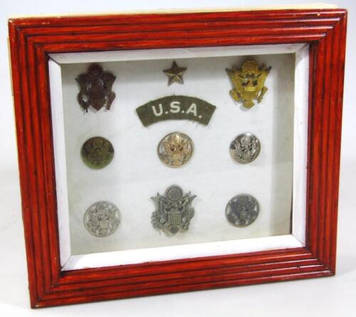 Various USA reproduction and other cap badges