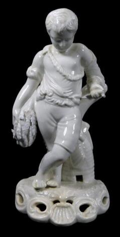 A late 19thC Derby porcelain white glazed figure