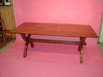 A Batheason, Cumper & Lockhart oak refectory table with x-frame supports