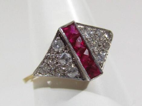 A ruby and diamond dress ring