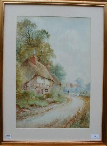 J. Miles-Stanhope. A pair of watercolour cottage scenes with thatch