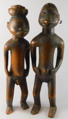 Tribal Art. A pair of early 20thC African fertility type figures